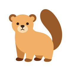 Fototapeta premium Cute cartoon fisher stands facing forward with a curved tail on a white background