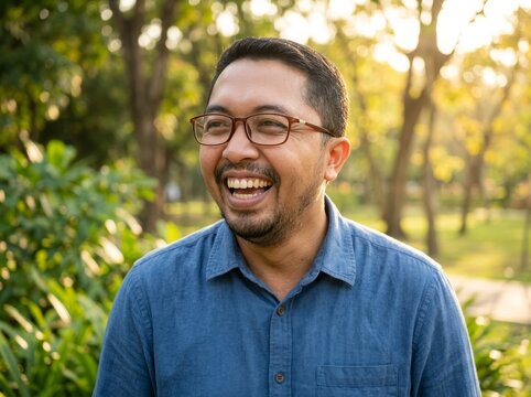 person laughing genuinely while looking slightly off-camera