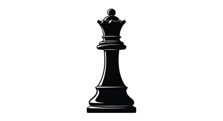 Chess queen silhouette on a white background a black and white game piece illustration high quality professional detailed modern elegant stylish © Nupur02