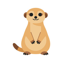 Fototapeta premium Cartoon meerkat winks with one eye while sitting upright on a white background