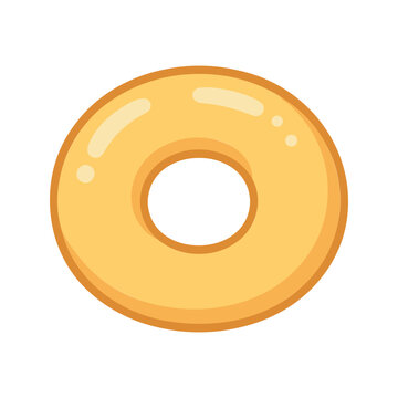 Simple ring donut with yellow icing on a plain white backdrop illustration