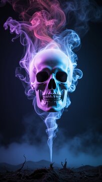 An illuminated skull surrounded by smoke, possibly a Halloween image.