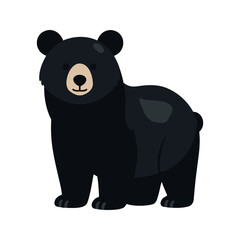 Naklejka premium Illustration of a black bear with a light brown snout standing on a white background