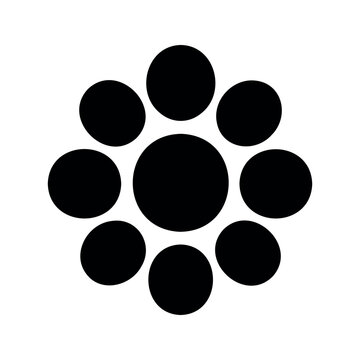 Optical illusion with circles demonstrating contrast and perception in black and white