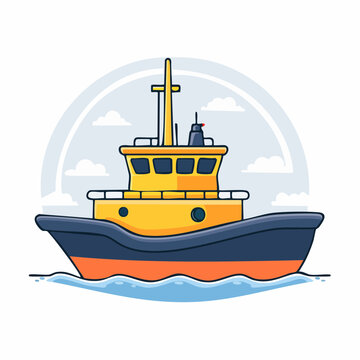 Cartoon Tugboat Illustration