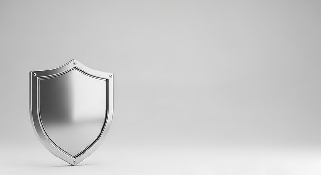 Silver shield on a gradient background symbolizing protection security and resilience in a minimalist setting