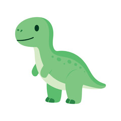 Naklejka premium Friendly cartoon baby dinosaur smiling with its cute face and small hands on a white background