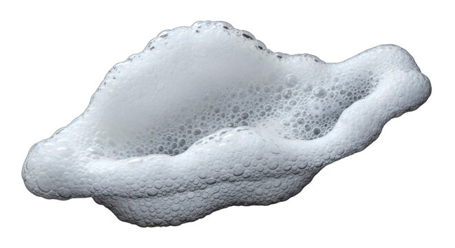 Foamy white soap bubble on plain background isolated and detailed texture