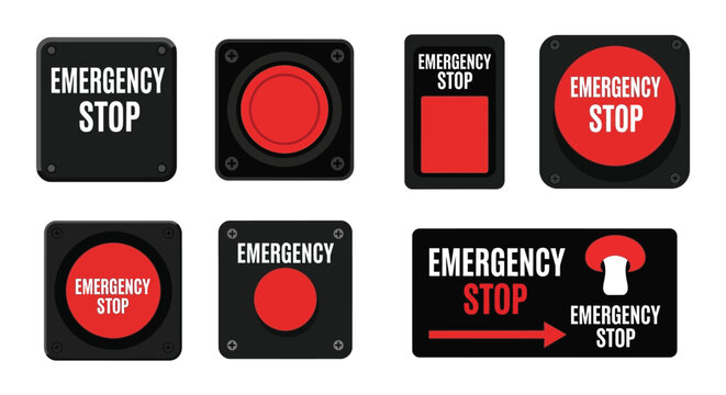 Emergency stop button icons vector illustration isolated on white