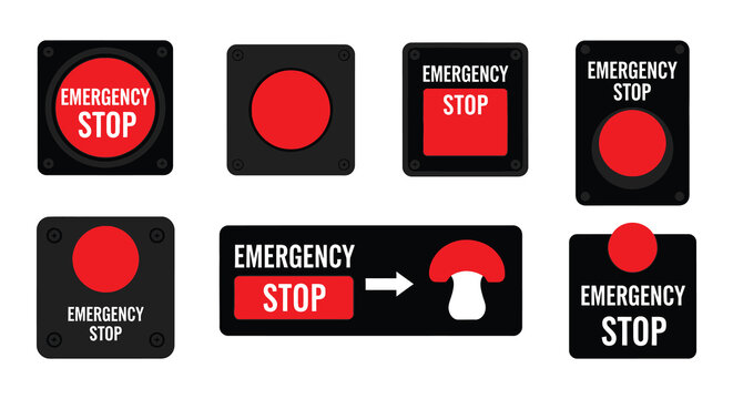 Emergency stop button icons vector illustration isolated on white