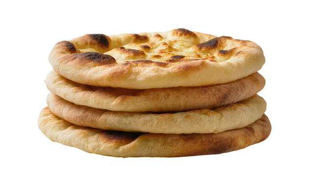 Stacked golden brown flatbreads with charred edges and rustic texture