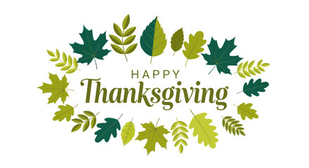 Happy Thanksgiving autumn leaves wreath, festive greeting card design © budi