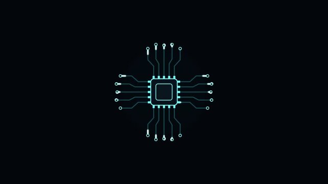 Seamless Cyan AI Microchip Signal Loop on Dark PCB Background
