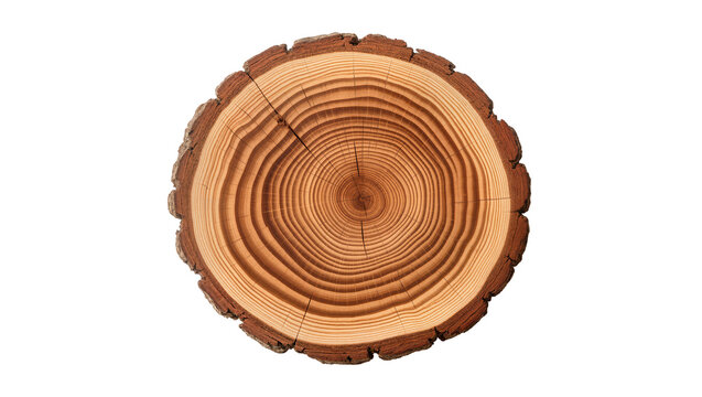 Rustic Brown Tree Trunk Cross Section with Visible Growth Rings