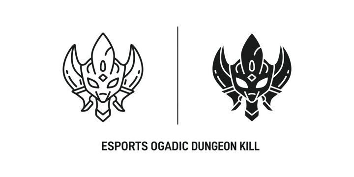 Contrasting logos of esports ogadic dungeon kill game symbols