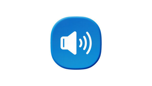 Rounded blue button with white speaker volume icon
