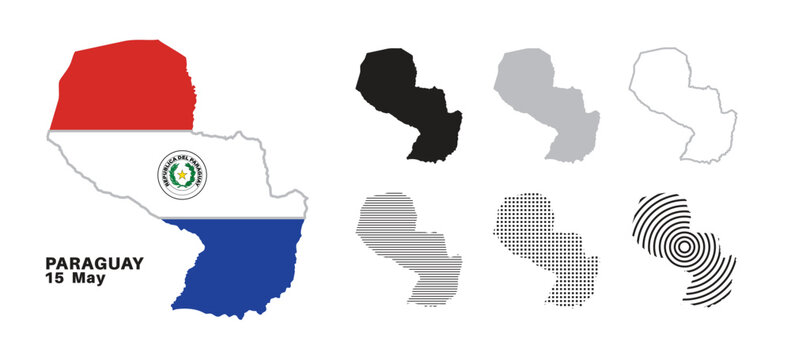  Set of isolated paraguay maps. paraguay flag overlaid with flag proportions. Maps and traveling around the world