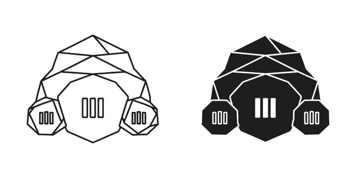 Geometric depiction of a castle with variations in fill and line design