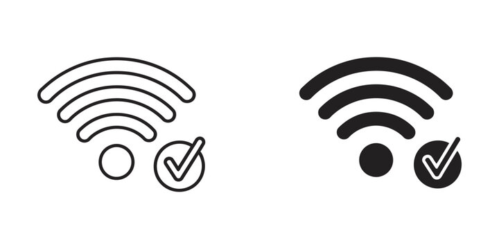 Comparison of active and inactive wifi network signals with connection status indicators