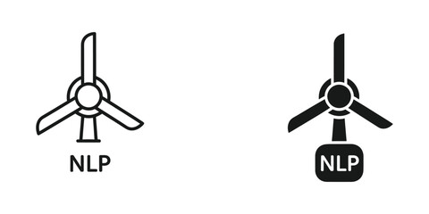 Comparison of two visual styles for natural language processing icons with wind turbines © Morjina