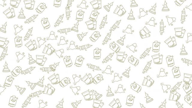 Many small scattered drawings of christmasthemed items. Suitable for holiday greeting cards, decorations, packaging designs, and festive social media posts.