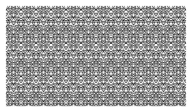 Diamond gemstone pattern with geometric lines in black and white minimalist style