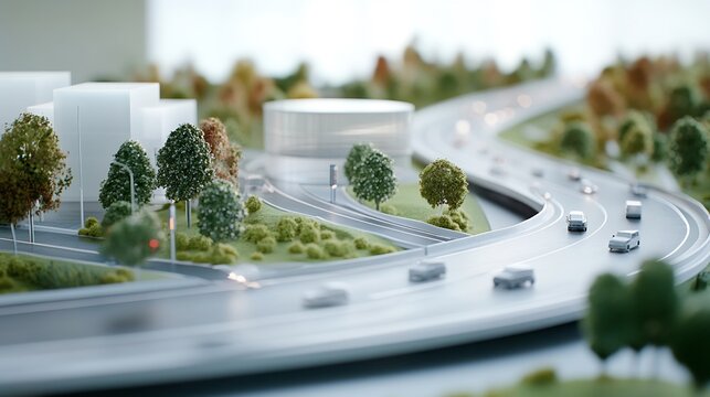 Ai Enhanced Digital Model Displaying Smart Road and Mobility Network Planning Original Background