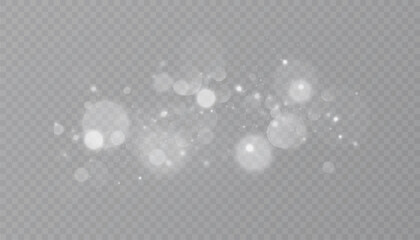 A light effect with multiple glittering, shimmering particles isolated on a transparent background. Vector image of a bokeh star cloud with dust. © MAKSYM