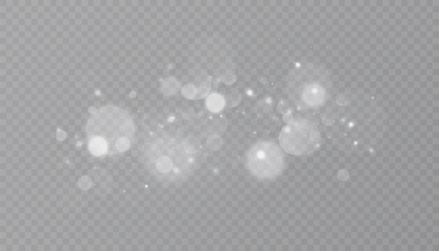 A light effect with multiple glittering, shimmering particles isolated on a transparent background. Vector image of a bokeh star cloud with dust.
