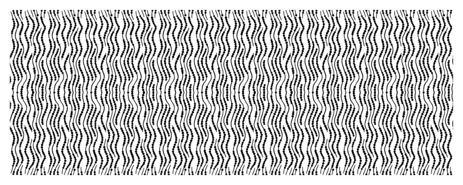 Wavy vertical lines composed of small dots forming a seamless organic pattern in stippling style
