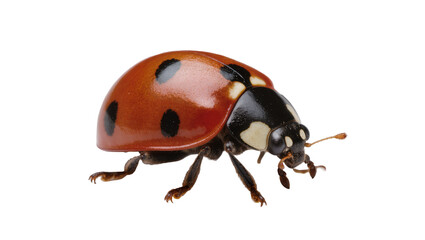 Red Ladybug with Black Spots and White Legs Close-Up © Stefan