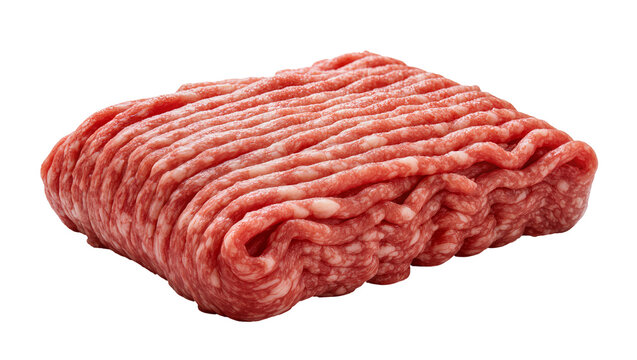 Raw ground beef patty with visible fat and muscle fibers