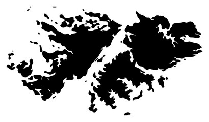 Map silhouette of Falkland Islands with coastal details on white background © Kaz