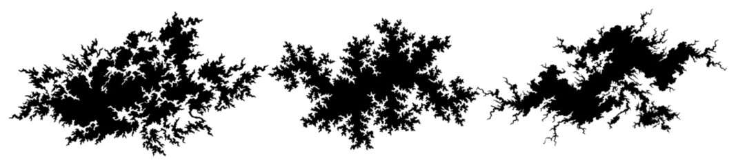 Fractal cluster shapes with detailed irregular edges in minimalist graphic style © Kaz