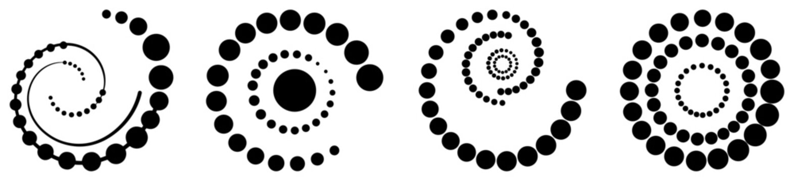 Spiral dot patterns and circular halftone elements in minimal style