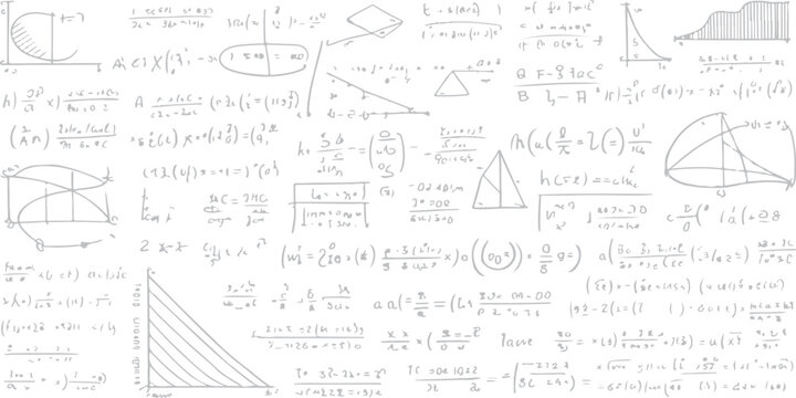 A technical education wallpaper featuring a grunge chalkboard texture with a hand-drawn math formula pattern, science diagrams, and engineering blueprint symbols for school or business design