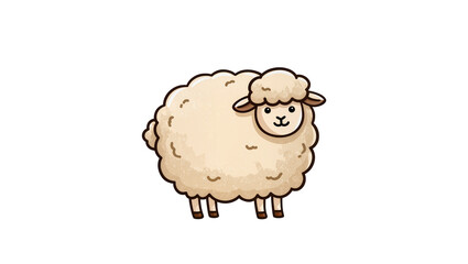 Fluffy cartoon sheep with woolly fleece and cute face © Stefan
