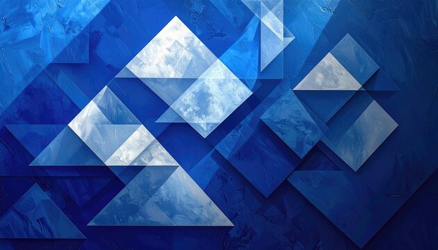 Abstract geometric composition with blue tones and layered shapes