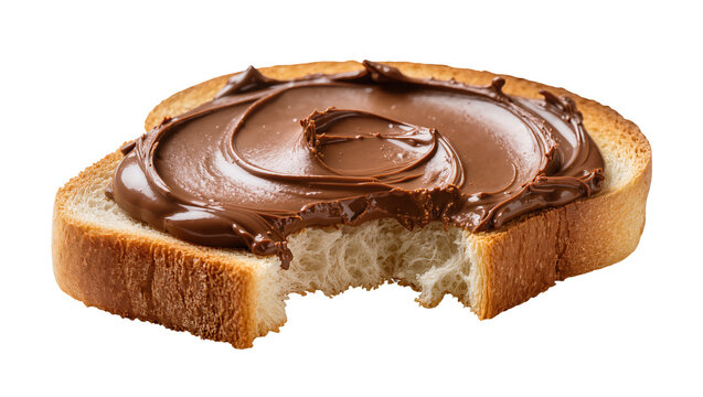 Brown Chocolate Spread on Toasted Wheat Bread Slice with Bite