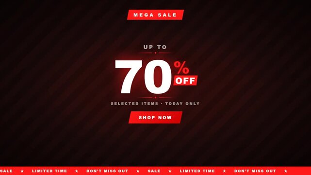 Mega sale promotional banner with bold red typography and dark background