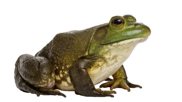 Green speckled frog with bulging eyes and moist skin