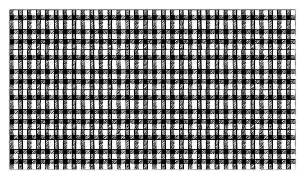 Plaid grid pattern featuring fine hand drawn crosshatch lines for a dense fabric texture doodle style
