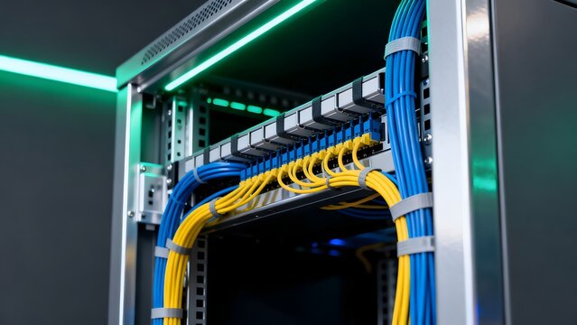 Server rack with network cables
