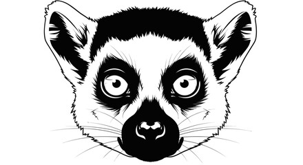 Ring-tailed Lemur Face Illustration Black and White © dira