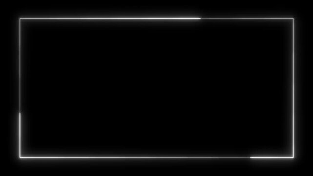 Glowing neon rectangle transition, animated border on black background