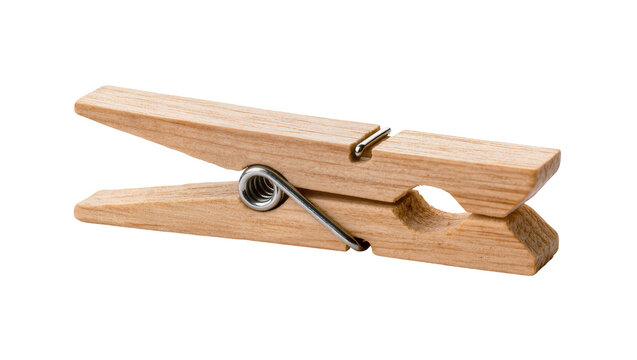 Wooden Clothes Peg with Metal Spring and Rivet Detail
