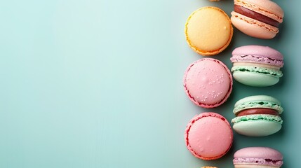 Fototapeta premium Macarons Pastel Minimal Background Space