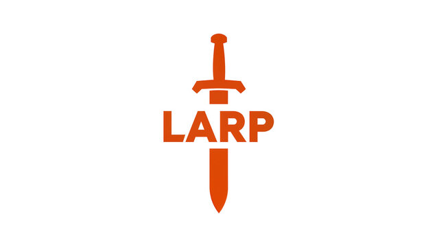 Orange Sword with LARP Letters Graphic Design Logo