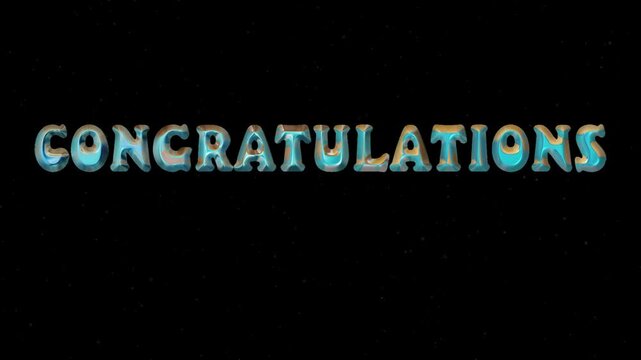 Congratulation text animation. 3d render gold chrome text animation. Perfect for background visuals, motion graphics, branding, greetings, business, services, wallpapers, and digital design projects.