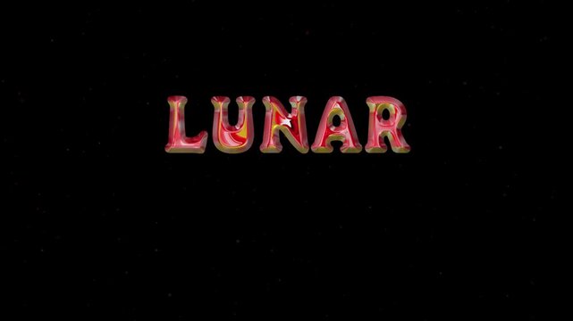 Lunar theme animation. 3d render gold red chrome text animation. Perfect for background visuals, motion graphics, branding, culture theme, wallpapers, and digital design projects.